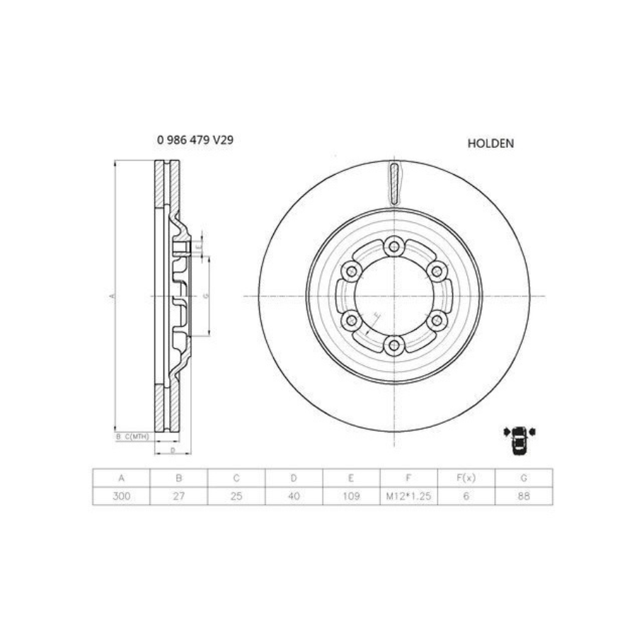 BOSCH 0 986 479 V29 Brake Disc Vented