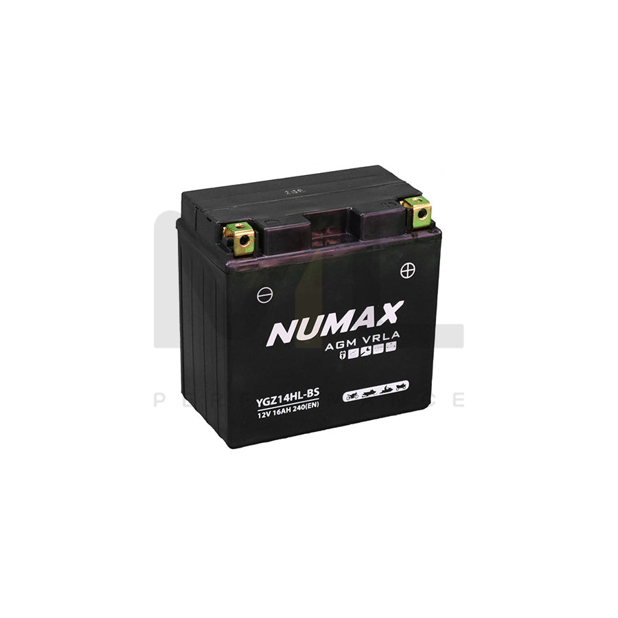 YGZ14HLBS Numax Motorcycle Battery 12V 14Ah YGZ14HL-BS | Car Batteries UK | ML Performance Car Parts