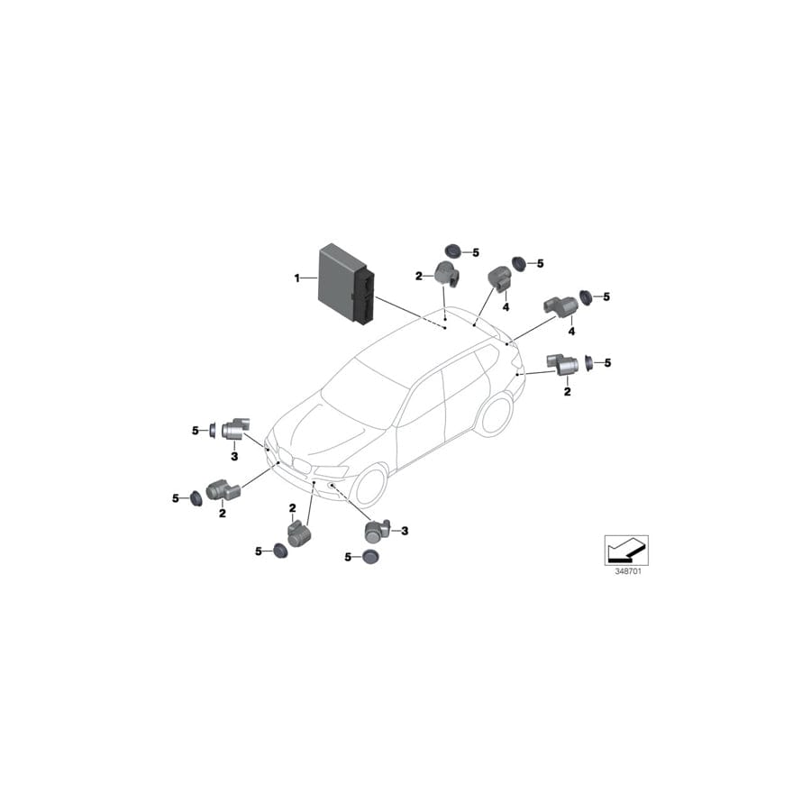 Genuine BMW 66209312611 F25 Ultrasonic Sensor, Sparkling Brown WB53 (Inc. X3) | ML Performance EU Car Parts