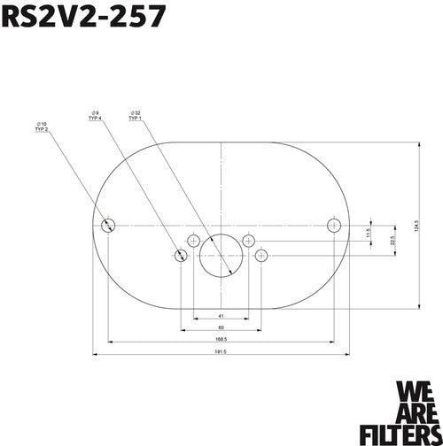 Ramair RS2V2-257-403 Carburettor Foam Air Filter with Baseplate to fit SU HS2 1.25in (32mm Mini Offset) - 65mm Internal Height