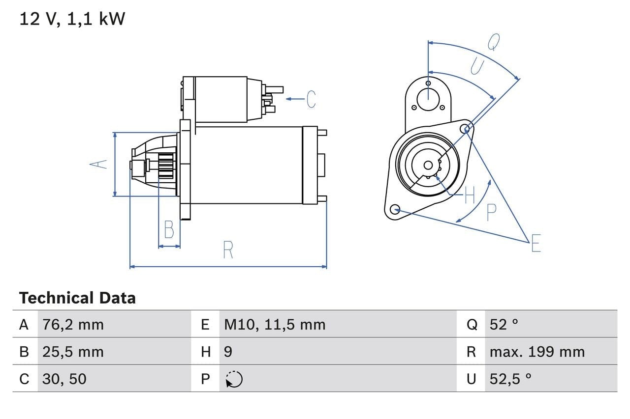 Bosch 0 986 021 500 Starter motor
