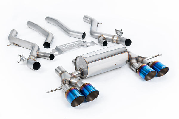 Milltek SSXBM1284 BMW OPF/GPF Back With Centre Resonator Bypass & GT-115 Burnt/Blue Titanium Trims (Oe
