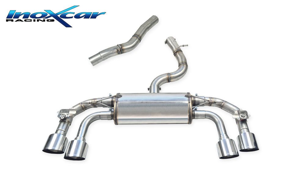 InoXcar VALV.GOLF8R.01.114R Volkswagen Golf 8 R Direct Central Pipe + Rear Silencer With End Pipe 2 X Diam. 114 Racing R+L + Valves Assembly With Original Electric Engines 1 | ML Performance EU Car Parts