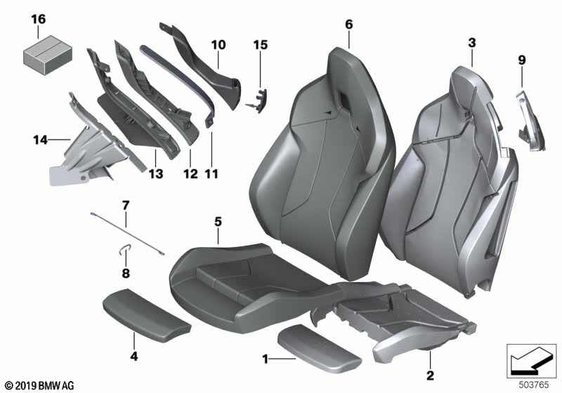 Genuine BMW 52107499862 Leather Cover Sport Backrest Right COGNAC | ML Performance EU Car Parts