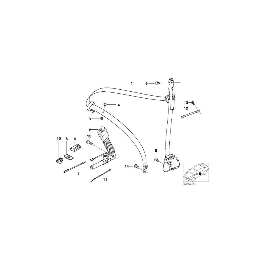 Genuine BMW 72118240232 E46 Rght Frnt Upper Belt W/O Force Limiter (Inc. 325i, 330d & 330i) | ML Performance EU Car Parts
