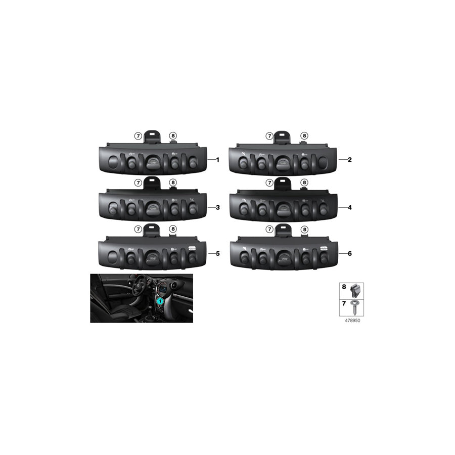 Genuine BMW 61319328289 F55 Cabrio F56 Switch Unit, Center Console SST, MSA, DTC, HUD (Inc. One, Cooper S & One D) | ML Performance EU Car Parts