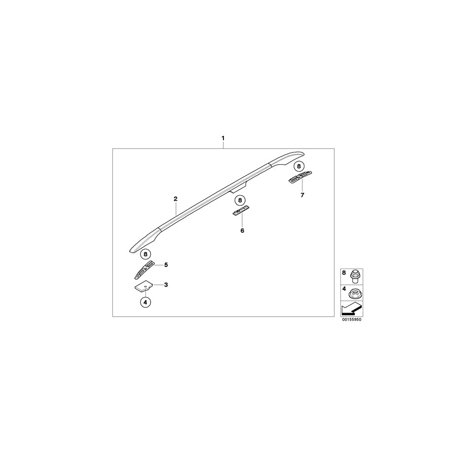 Genuine BMW 51138193027 E39 Roof Railing, Left SCHWARZ MATT (Inc. 525d, 528i & 540i) | ML Performance EU Car Parts
