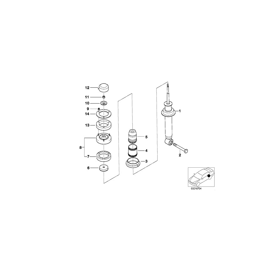 Genuine BMW 33521091928 E38 Spring Strut, Rear (Inc. 740iL, 730i & 725tds) | ML Performance EU Car Parts
