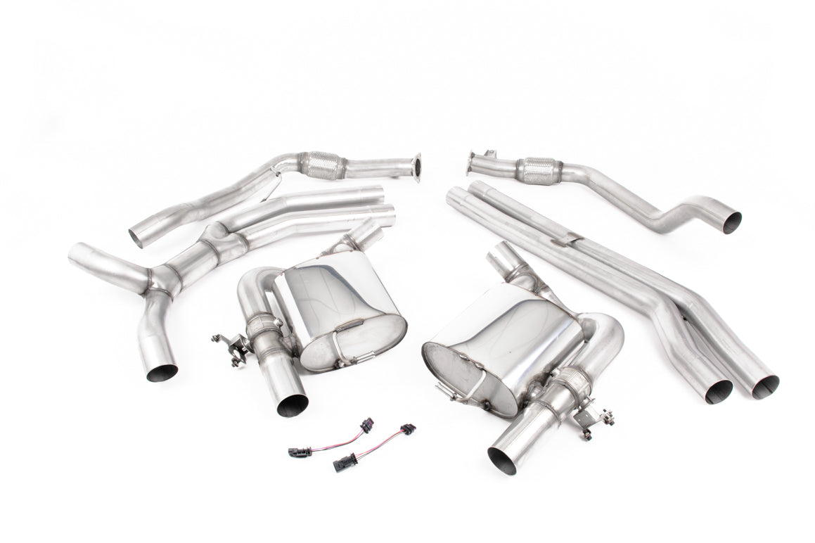MillTek SSXAU988 Audi RS5 Non-Resonated (Race) Cat-Back Exhaust with Cerakote Black Oval Trims