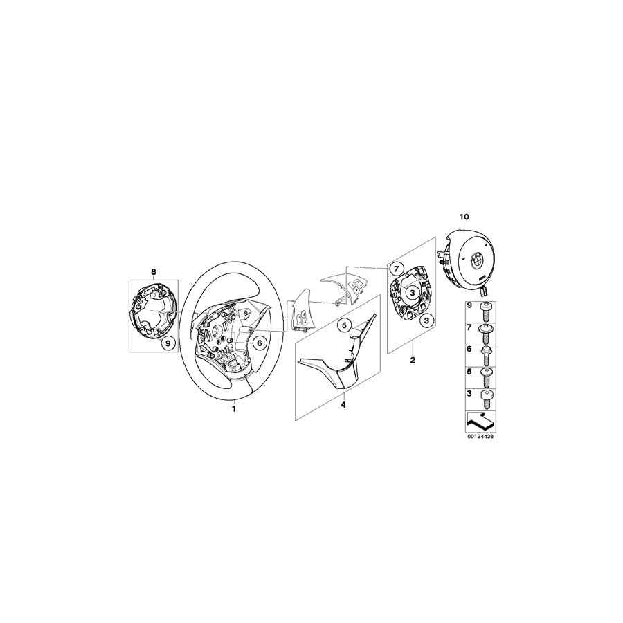 Genuine BMW 32346776659 E63 E64 Cover,Steer.Wheel Black/Chrome Pearlgrey (Inc. 630i, 635d & 650i) | ML Performance EU