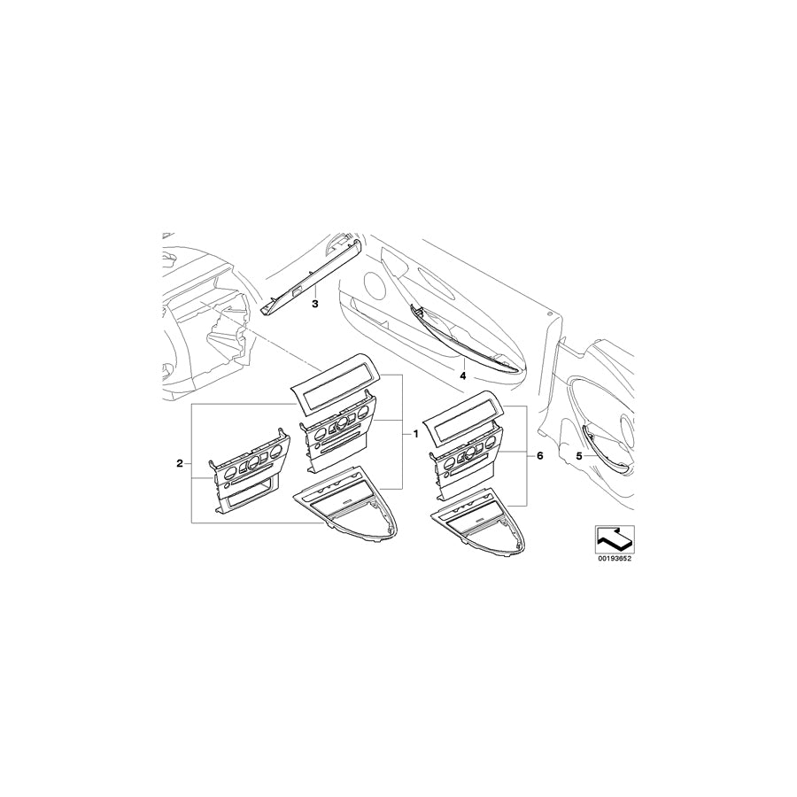 Genuine BMW 51417116054 E63 E64 Decorative Strip, Door Front Right BIRKE GRAU (Inc. 635d, 650i & 645Ci) | ML Performance EU Car Parts