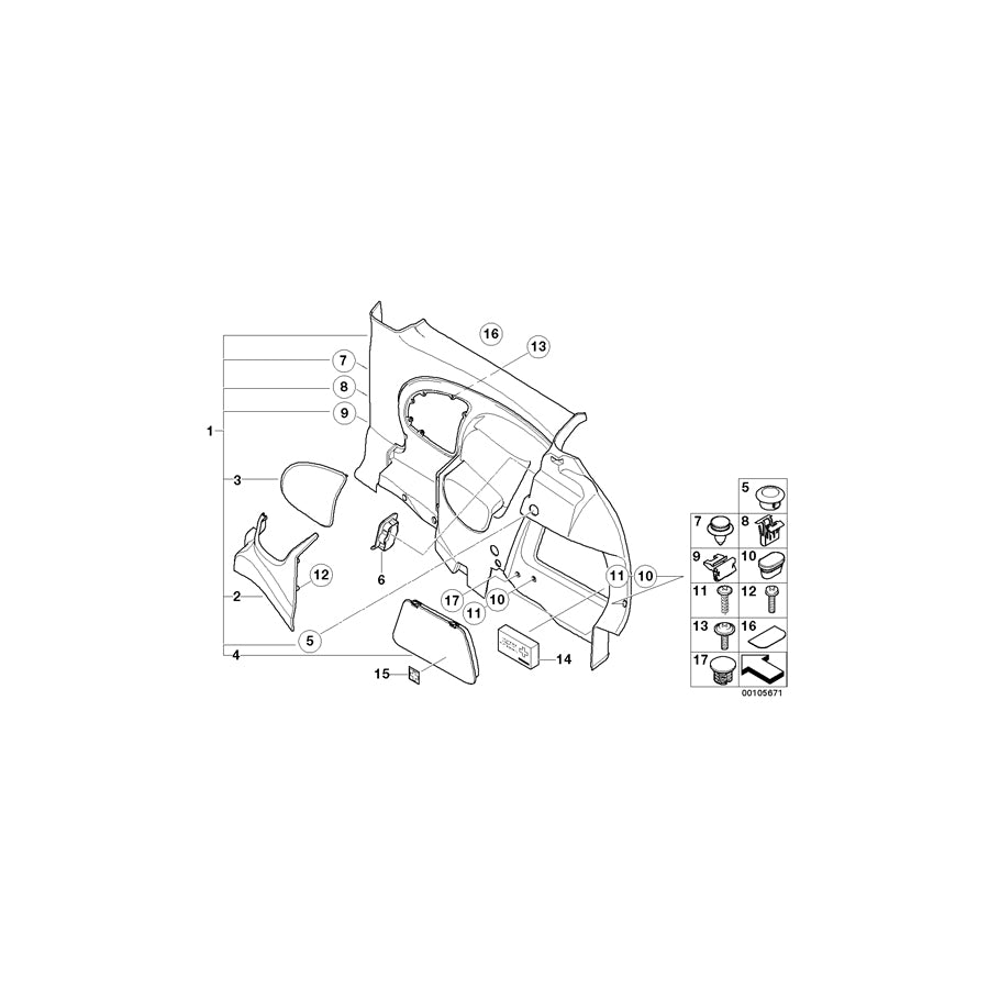 Genuine BMW 51437034377 R50 Storing Partition, Rear, Left TARTAN RED (Inc. One D, One 1.4i & Cooper) | ML Performance EU Car Parts