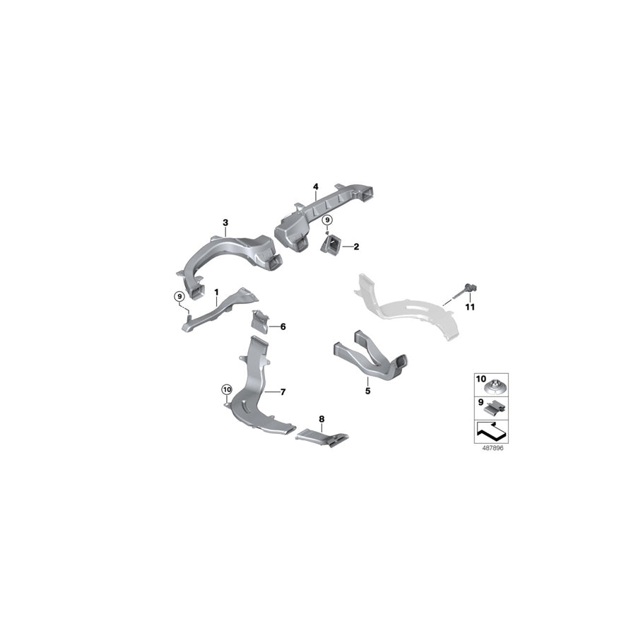 Genuine BMW 64227415163 M G02 G01 Adapter Rear Pass.Comp.Heating Duct Left (Inc. X4 20iX, X3 20iX & X3 M40iX) | ML Performance EU Car Parts