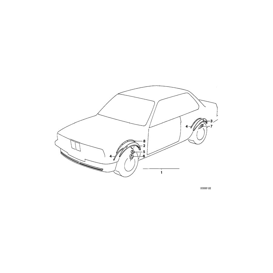 Genuine BMW 51711922096 E24 Covering Rear Right GRUNDIERT (Inc. M635CSi, 630CS & 628CSi) | ML Performance EU Car Parts