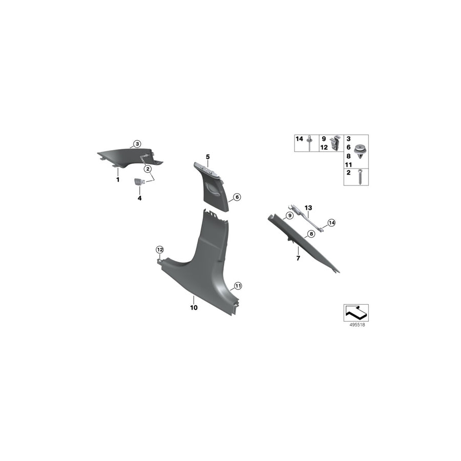 Genuine BMW 51437481638 G20 G21 Cover, B-Column Bottom Right SCHWARZ (Inc. 320iX, M340iX & 318d) | ML Performance EU Car Parts