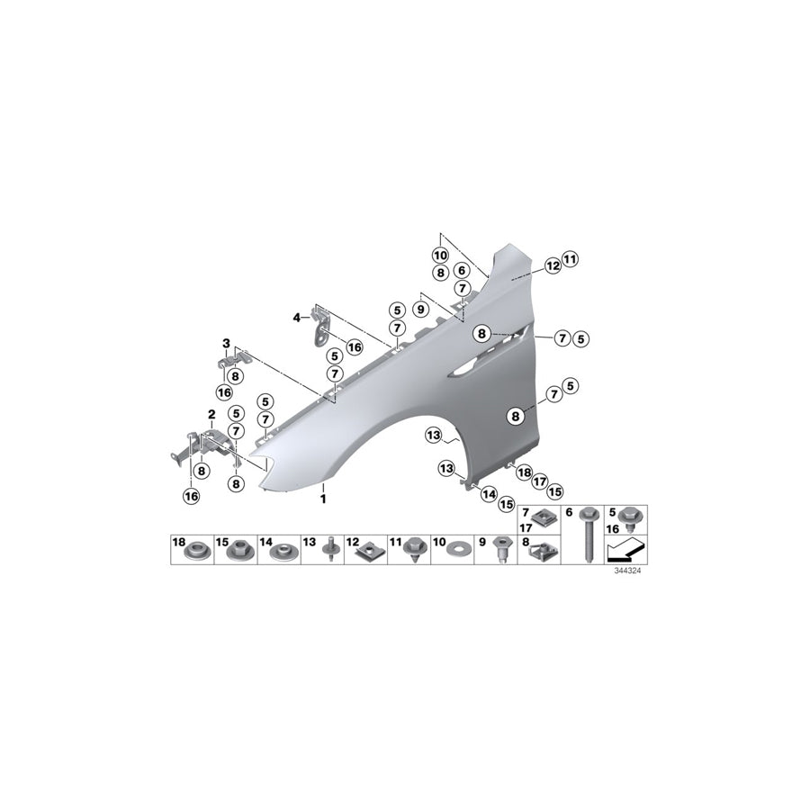 Genuine BMW 41357230579 F12 F06 F13 Side Panel Bracket, Front Left 2 (Inc. 650i, M6 & 650iX 4.0) | ML Performance EU