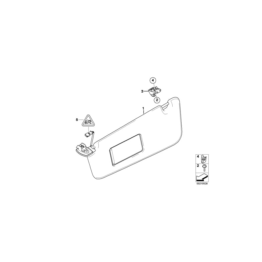 Genuine BMW 51166987120 E60 E61 Sun Visor/Mirror Illuminated Right CREAMBEIGE (Inc. 550i, 535xi & 535i) | ML Performance EU Car Parts