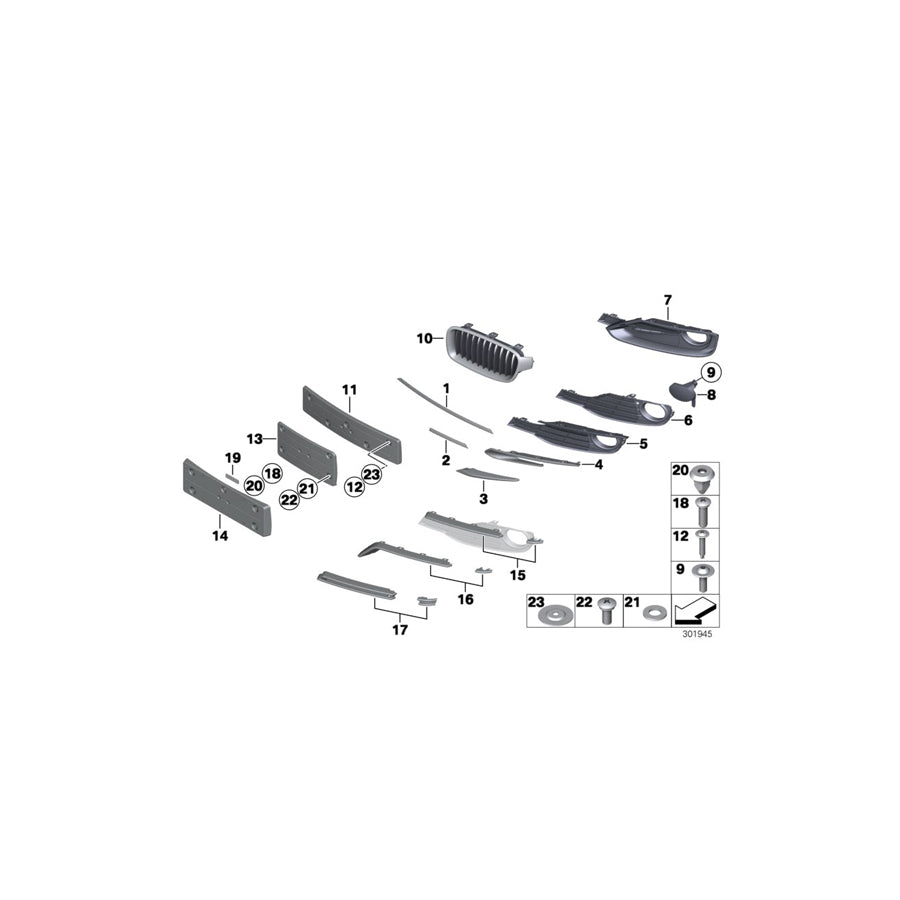 Genuine BMW 51117296376 F30 F31 Trim Molding, Center Right LUXURY / ACC (Inc. 320d ed, 320d & 335i) | ML Performance EU