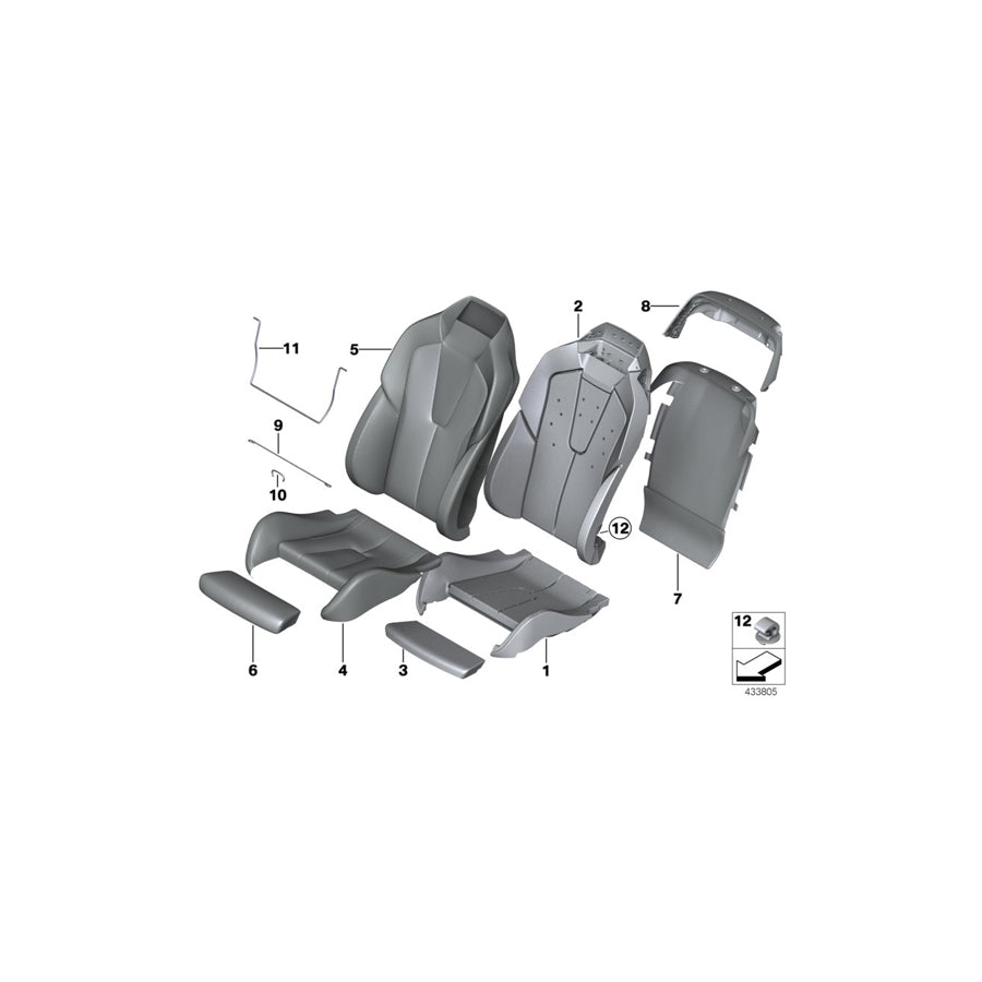 Genuine BMW 52108052982 F13 F06 F12 Sports Seat Cover Leather Right LKSW,X3SW SCHW (Inc. & M6) | ML Performance EU Car Parts