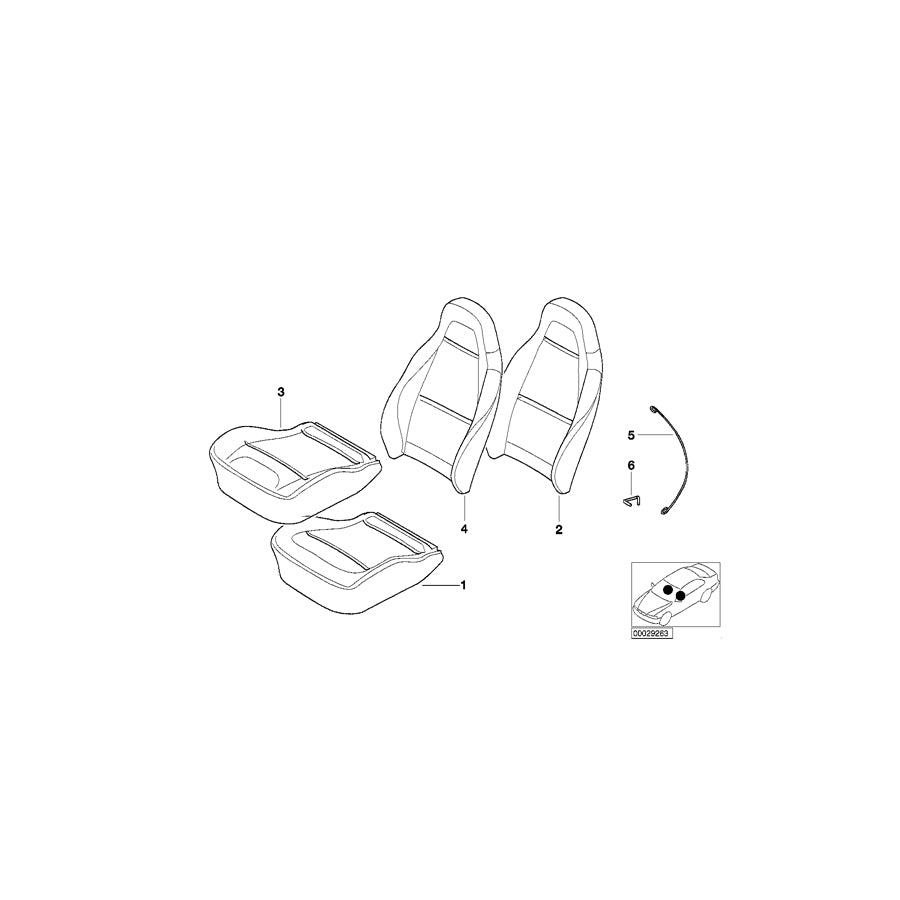 Genuine BMW 52108411028 E36 Cover Backrest, Leather Q6ES ESTOR.BLAU (Inc. & Z3 M) | ML Performance EU Car Parts