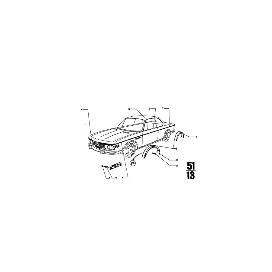 Genuine BMW 51131819607 Covering Rear Left (Inc. 2800CS, 3.0CSiL & 3.0CSL) | ML Performance EU Car Parts
