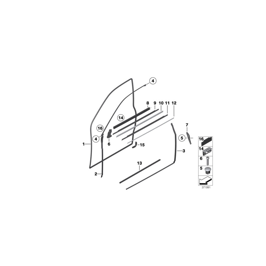 Genuine BMW 51217040766 RR1 RR1 Gasket,Door Joint, Door Frnt Top R. (Inc. Phantom & Phantom EWB) | ML Performance EU Car Parts