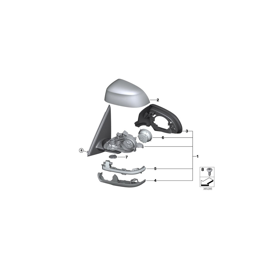 Genuine BMW 51167364041 F15 Exterior Mirror, No Lens, Heated, Left (Inc. X5 50iX 4.0, X5 35dX & X5 35iX) | ML Performance EU