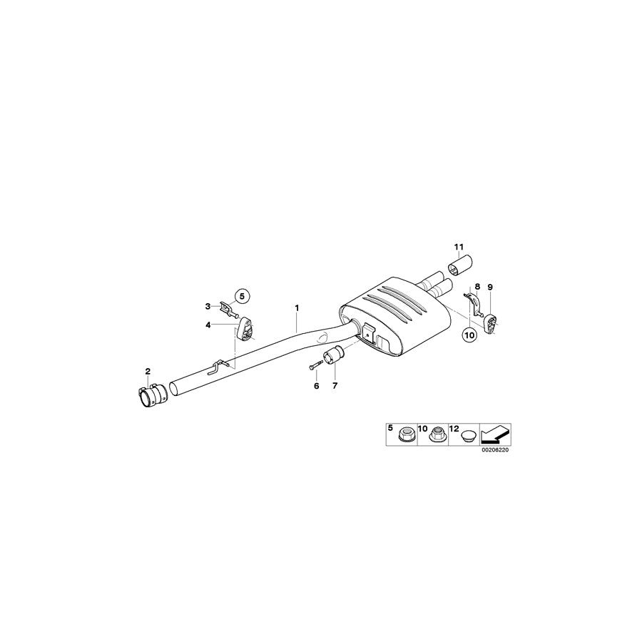 Genuine BMW 18307802842 E61 E60 Rear Muffler (Inc. 530d, 525xd & 525d) | ML Performance EU Car Parts