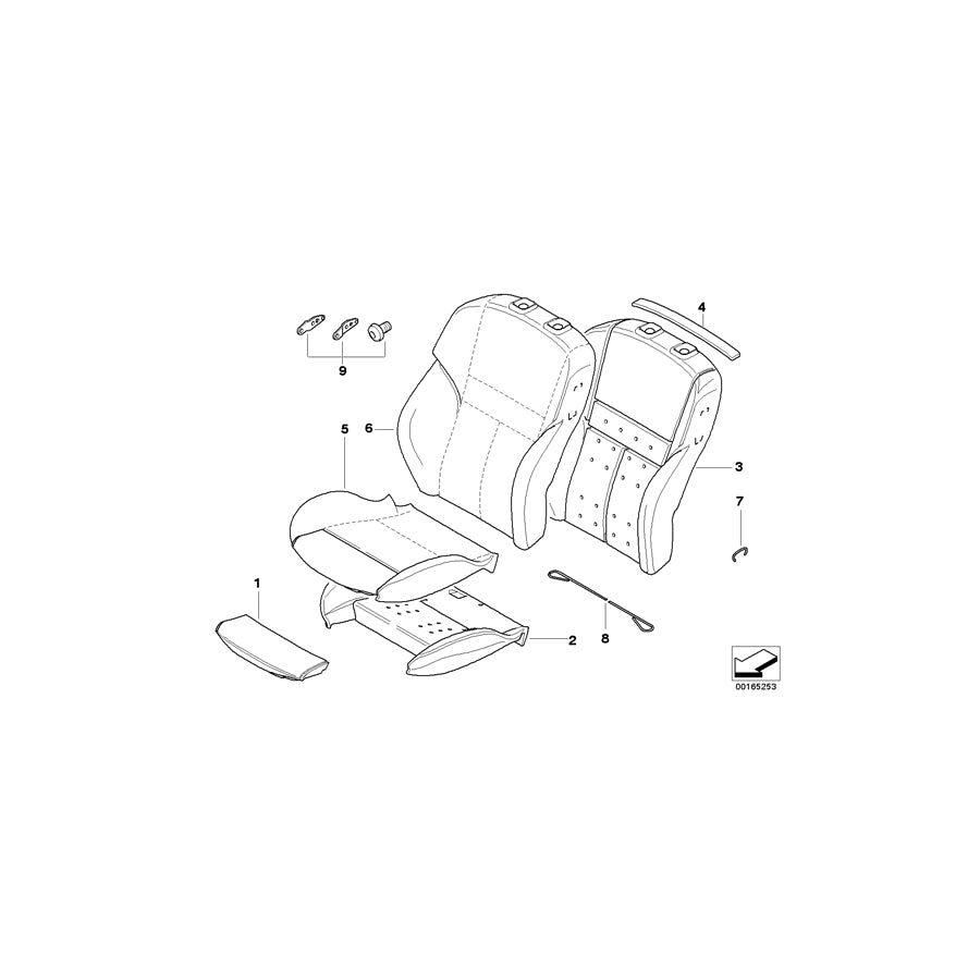 Genuine BMW 52107918690 E63 Cover, Sports Seat, Backrest Leather PORTLAND NATUR (Inc. & M6) | ML Performance EU Car Parts