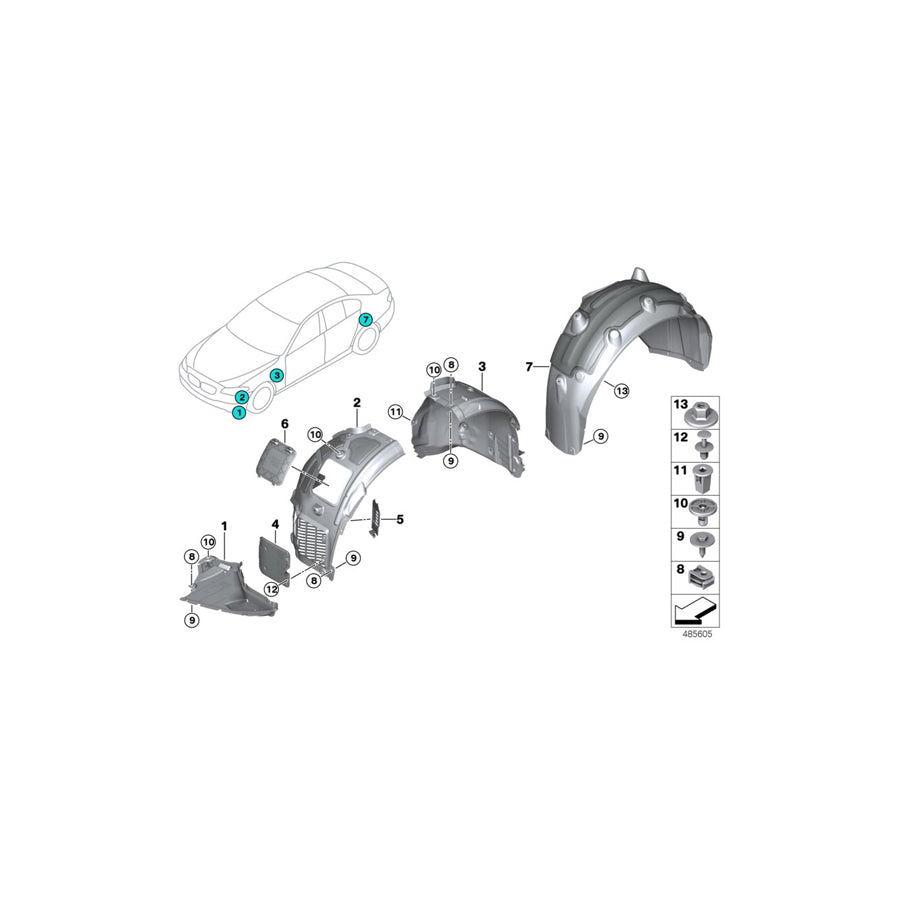 Genuine BMW 51717374736 G15 G14 G16 Cover, Wheelhousing, Fr. Sec., Front Rgt (Inc. M850iX, 840iX & 840dX) | ML Performance EU Car Parts