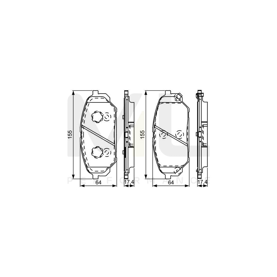 Bosch 0986495310 Brake Pad Set For Hyundai Ix55 (En) With Acoustic Wear Warning, With Anti-Squeak Plate, With Mounting Manual BP1599 | ML Performance Car Parts