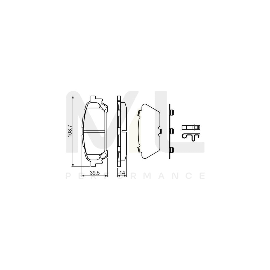 Bosch 0986494232 Brake Pad Set With Acoustic Wear Warning, With Anti-Squeak Plate, With Mounting Manual BP1167 | ML Performance Car Parts