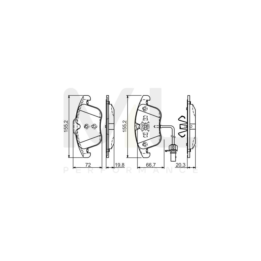 Bosch 0986Tb3164 Brake Pad Set Incl. Wear Warning Contact, With Integrated Wear Sensor | ML Performance Car Parts