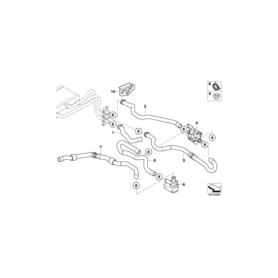 Genuine BMW 64216927808 E63 E61 E60 Hose F Water Valve And Radiator (Inc. M5 & M6) | ML Performance EU Car Parts