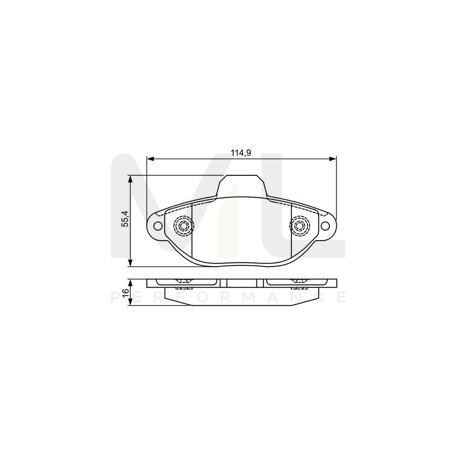 Bosch 0986495338 Brake Pad Set For Ford Ka Hatchback (Ru8) Excl. Wear Warning Contact, With Mounting Manual BP1627 | ML Performance Car Parts
