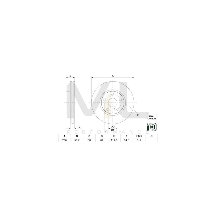 BOSCH 0 986 479 G67 Brake Disc for TOYOTA Hilux VIII Pickup Vented, Coated, High-carbon | ML Performance Car Parts