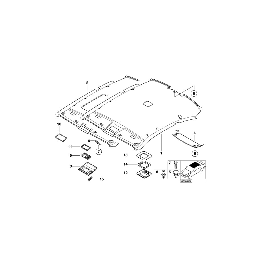 Genuine BMW 51442699066 E46 Headliner, Sunroof Its SCHWARZ (Inc. 318Ci, 330Ci & 320Cd) | ML Performance EU Car Parts