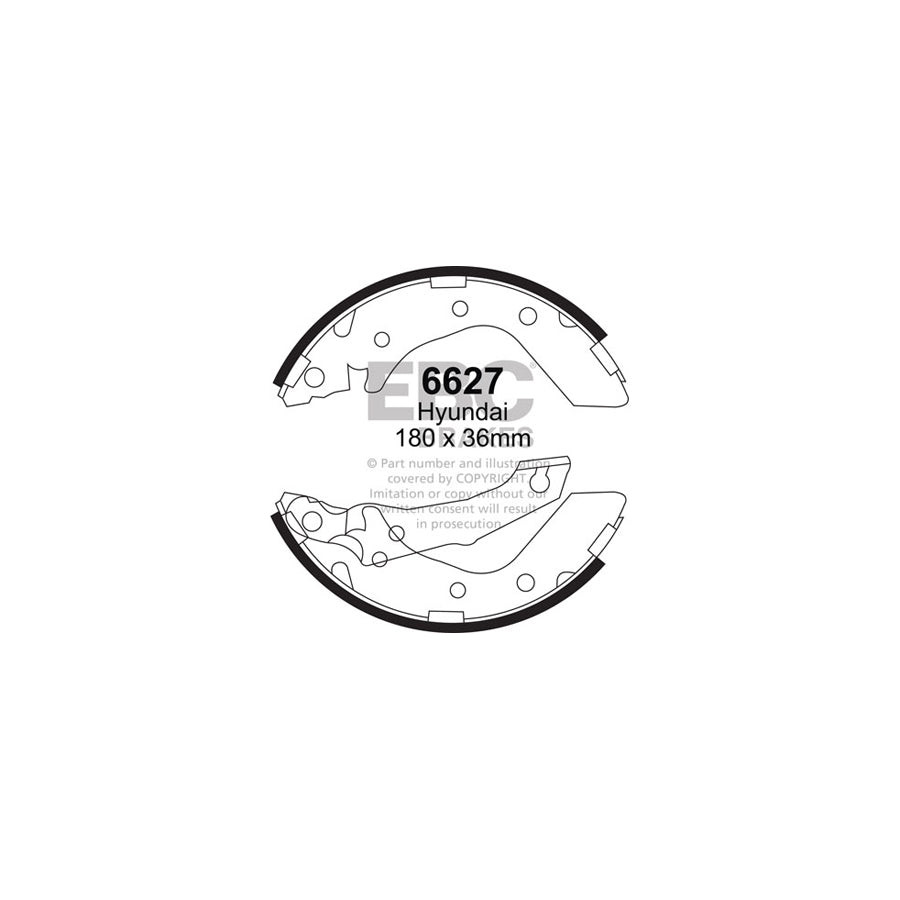 EBC 6627 Hyundai Accent Rear Brake Shoes 1 | ML Performance UK Car Parts