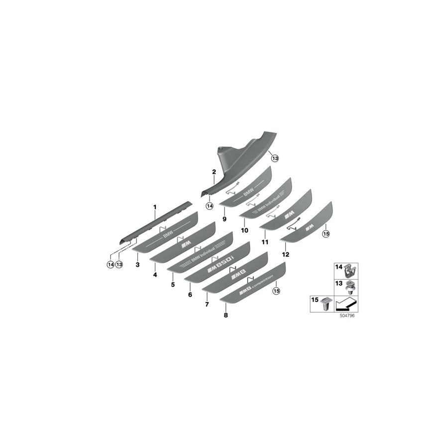 Genuine BMW 51478098368 F93 Trim Cover, Sill, Lighted, Front Right M8 COMPETITION (Inc. & M8) | ML Performance EU Car Parts