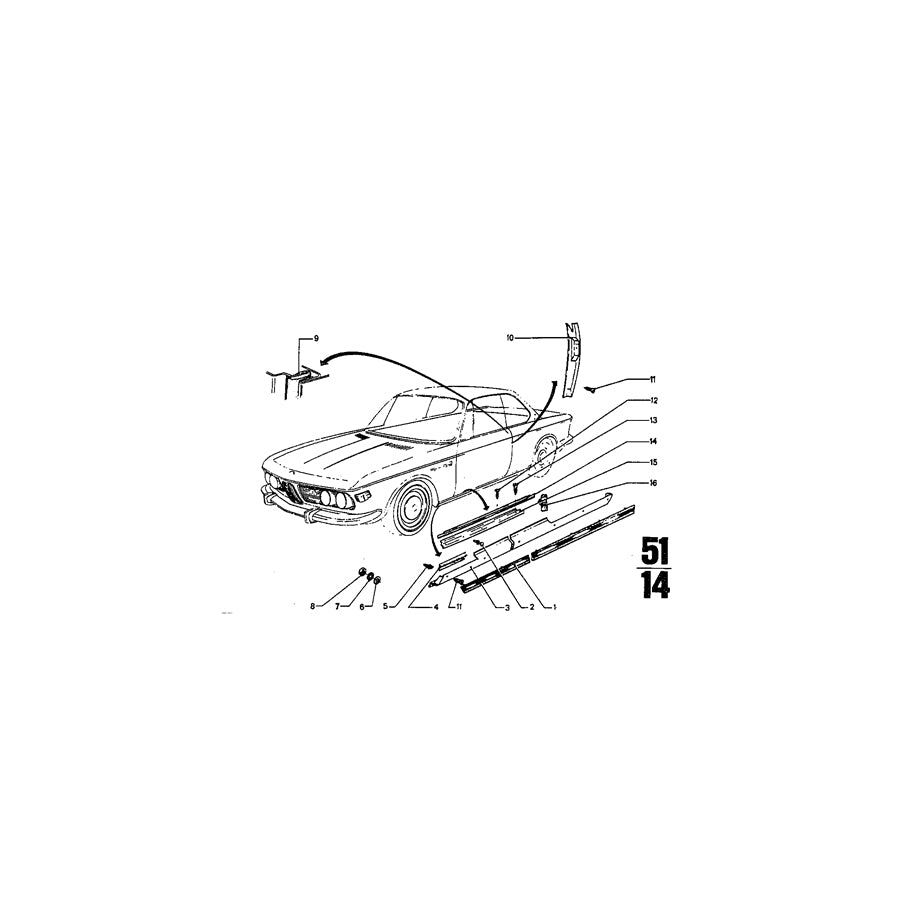 Genuine BMW 51131810778 Covering Column Rear Right (Inc. 3.0CS, 2.5CS & 3.0CSi) | ML Performance EU Car Parts
