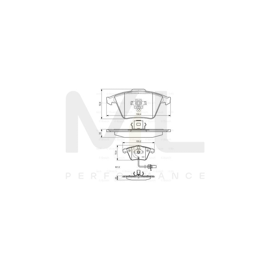 Bosch 0986494271 Brake Pad Set For Audi A8 D3 (4E2, 4E8) Incl. Wear Warning Contact, With Anti-Squeak Plate, With Mounting Manual, With Piston Clip BP1182 | ML Performance Car Parts