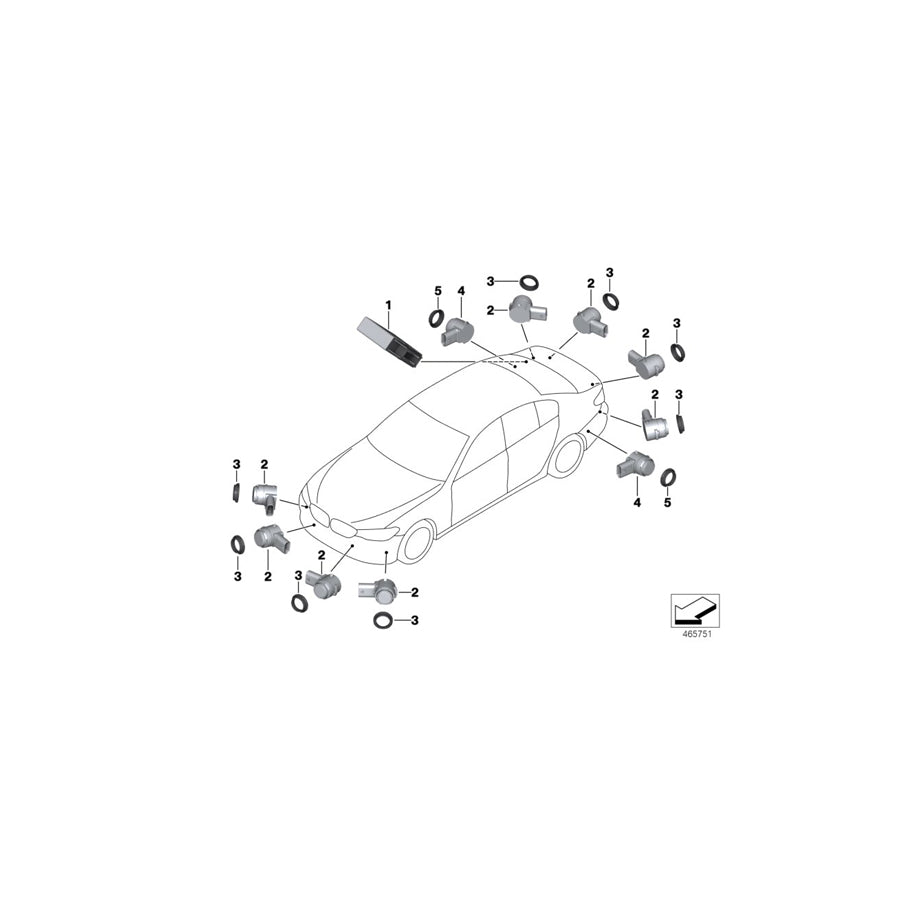 Genuine BMW 66209459581 G31 G30 G32 Ultrasonic Sensor, Azurite Black Ii WC47 (Inc. 630i, 530d & 640iX) | ML Performance EU Car Parts