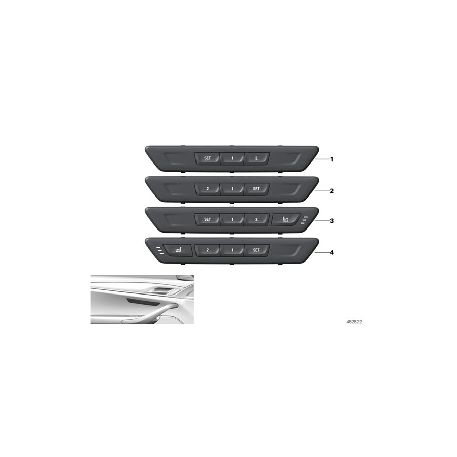 Genuine BMW 61316826752 G31 F90 G30 Operating Facility Seat Functions Left SCHWARZ (Inc. 520i, 630d & 525d) | ML Performance EU