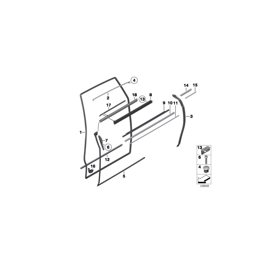 Genuine BMW 51227040761 RR1 RR1 Door Weatherstrip Rear Left (Inc. & Phantom) | ML Performance EU Car Parts