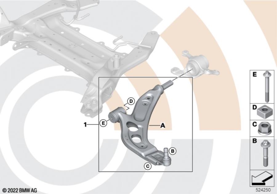 Genuine BMW 31128843682 Repair Kit, Wishbone, Right (Inc. 214d, 225xe & X1 20d)
