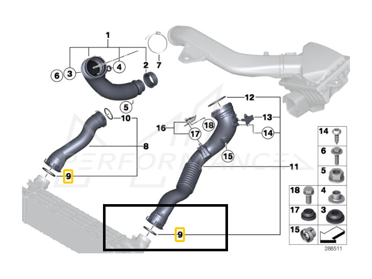 Genuine BMW E90 F14 F20 F87 Intercooler & Intake Hose O-Ring Seal (Inc. M135i, 335i, M2 & 640i) ML Performance UK