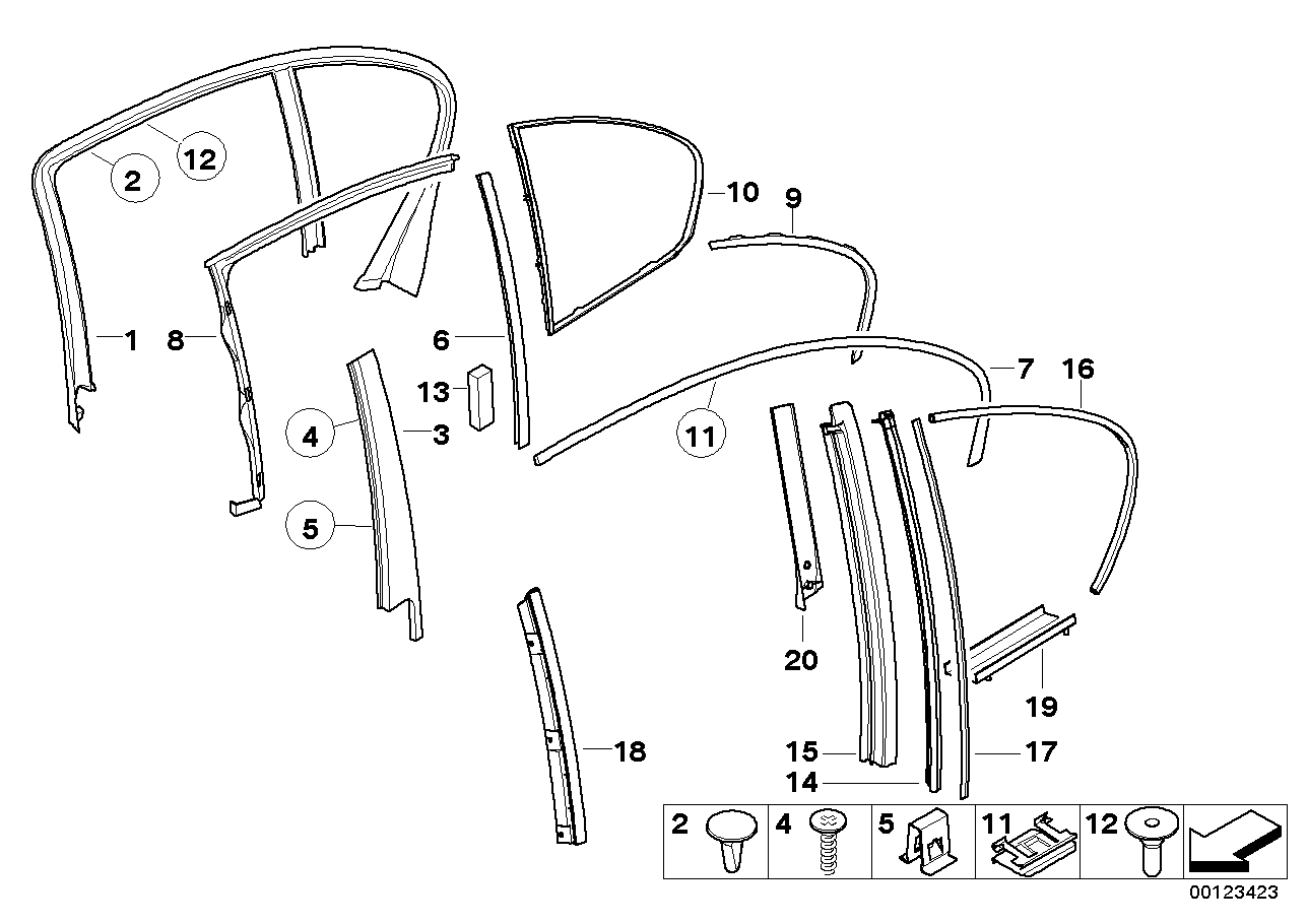 Genuine BMW 51358223786 E65 E66 Finisher Window Frame B-Pillar Rr Door (Inc. 745d, 740d & 740Li) | ML Performance EU EU Car Parts