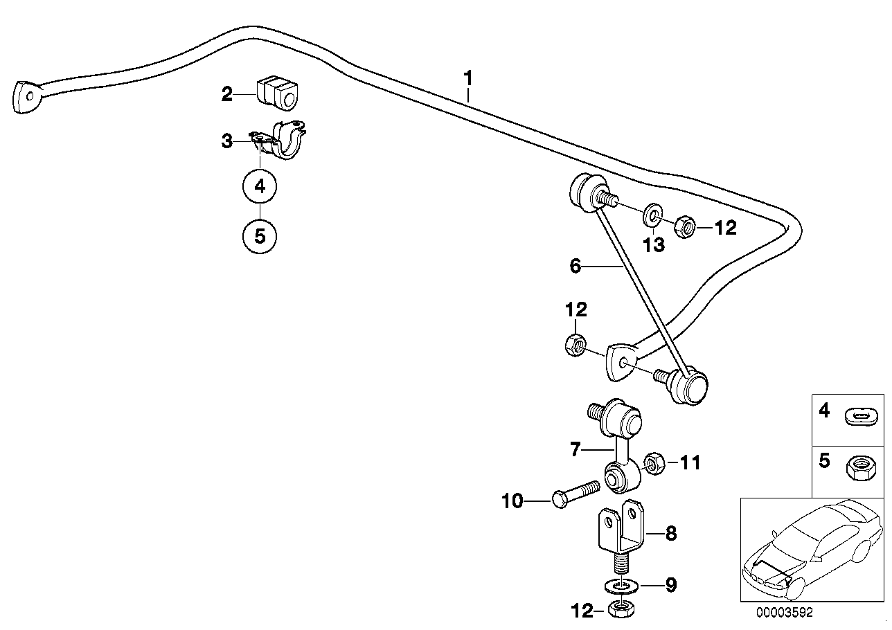 Genuine BMW 31351090182 E36 E36 Stabilizer, Front D=25,5MM (Inc. 328i, Z3 2.2i & 323i) | ML Performance EU Car Parts