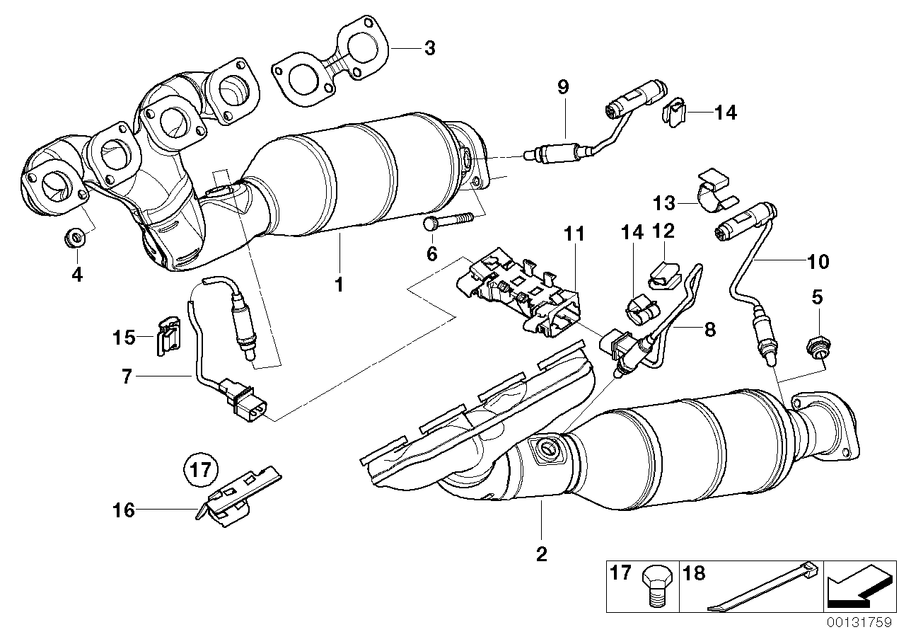 Genuine BMW 18407522554 E65 E60 E66 Rp-Exhaust Manifold With Catalytic Conv. ZYL. 1-4 (EU3) (Inc. 745i, 545i & 645Ci)