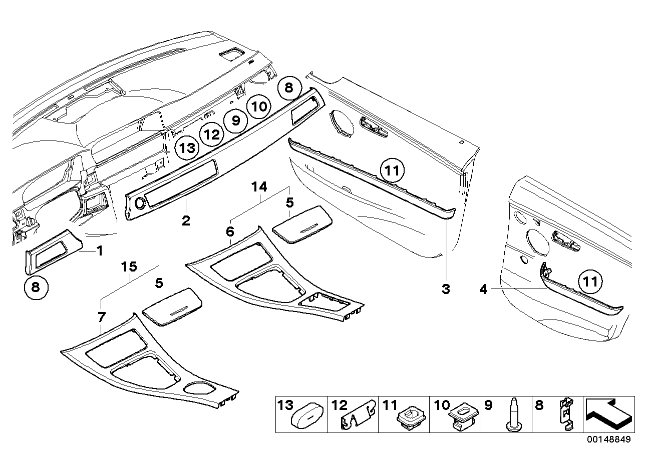 Genuine BMW 51427139065 E90 Aluminum Decor Strip, Rear Left Door (Inc. 330xd, 325xi & 330d) | ML Performance EU EU Car Parts